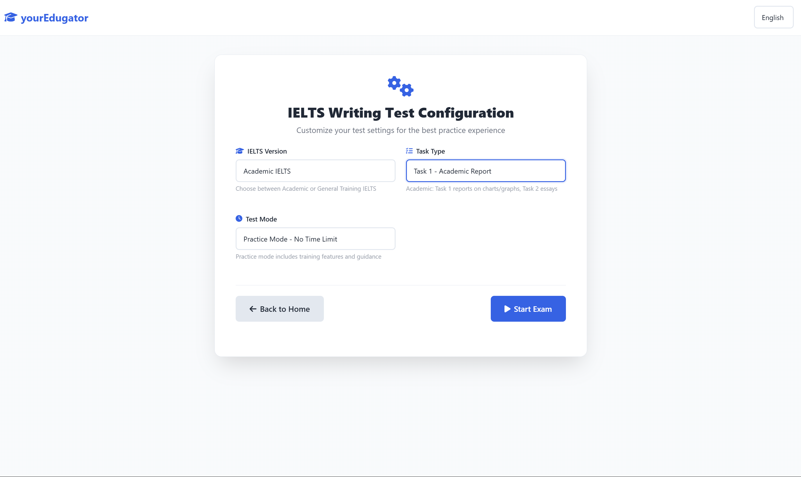 Exam Configuration Preview