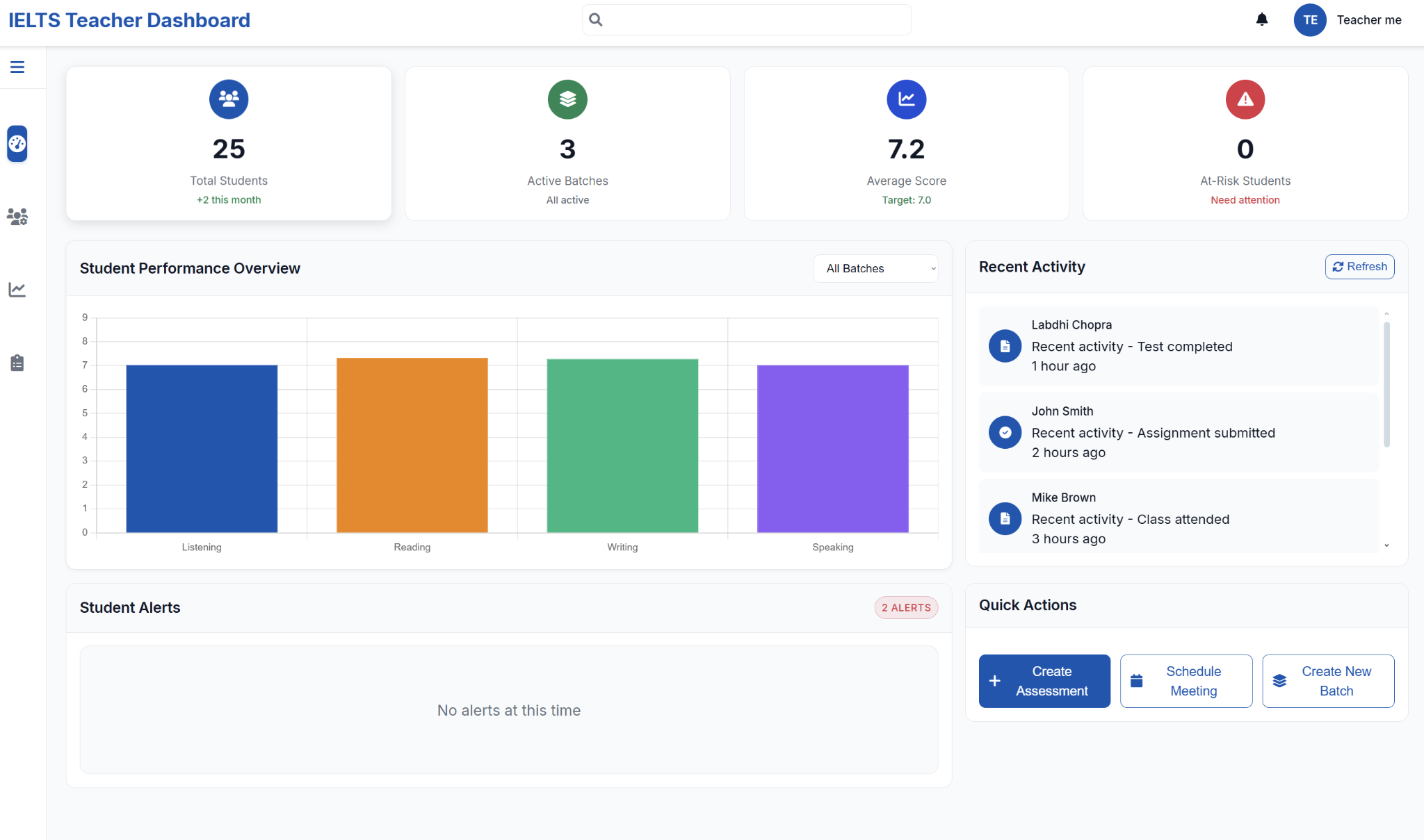 Teacher Dashboard Preview